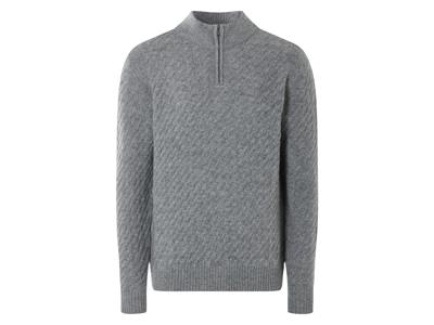 LIVERGY Gebreide heren trui (Grijs/print, L)