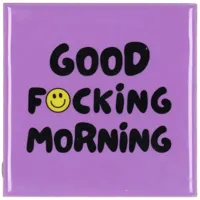 Daan Kromhout Design tegeltje keramiek good morning 10x10cm purple