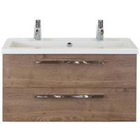 Seville Badmeubelset 100 cm - Tabacco - Wastafel Djazz 2 Kraangaten