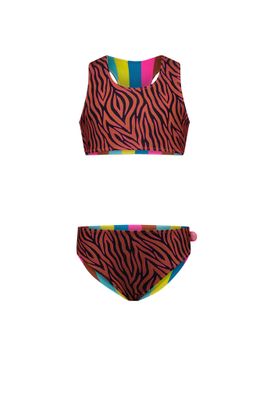 Just Beach Meisjes reversibel bikini sportief - Caramel zebra