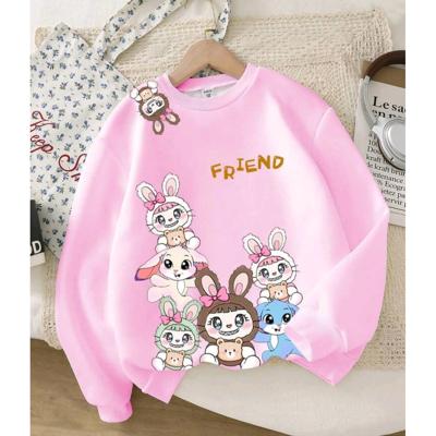 Bon&Bon Girls Cute Cartoon Rabbit Print Pink Drop Shoulder Sweatshirt 4 jaar