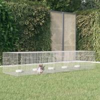 VidaXL Konijnenkooi met 5 panelen 273x79x54 cm gegalvaniseerd ijzer