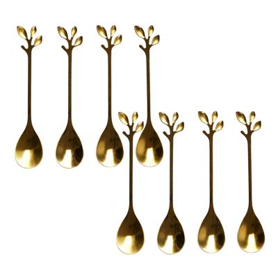 Home Deco Factory Theelepels - 8x stuks - goud - met blad - H11 cm - bestek