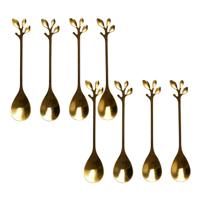 Home Deco Factory Theelepels - 8x stuks - goud - met blad - H11 cm - bestek