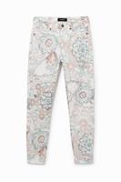 Skinny broek met bloemen - WHITE - 34