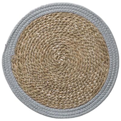 Secret de Gourmet Tafel Placemat - zeegras en grijs - rond - Dia 39 cm Secret de Gourmet Tafel Placemat - zeegras en grijs - rond - Dia 39 cm