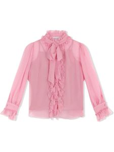 Dolce & Gabbana Kids jupe en soie à détail de nœud - Rose