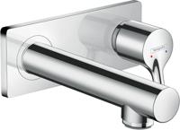 Hansgrohe Talis S ééngreeps wastafelmengkraan afbouwdeel voor wandmontage, plaat, voorsprong 165 mm en PushOpen afvoerplug, chroom
