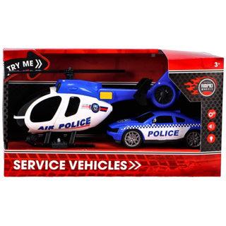 Rapid Wheels politievoertuigenset helicopter en auto met licht en geluid en frictie