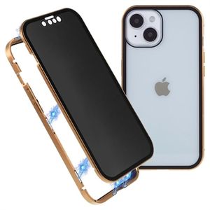 iPhone 15 Magnetisch Hoesje met Privacygehard Glas - Goud