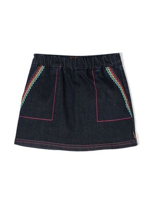 Missoni Kids jupe à motif zig-zag brodé - Bleu