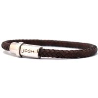 JOSH 9170-BRA-S-BR Armband leder-staal bruin-zilverkleurig 7 mm