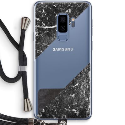 Zwart marmer: Samsung Galaxy S9 Plus Transparant Hoesje met koord