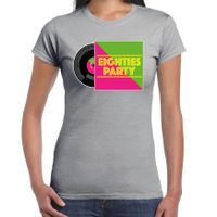 Bellatio Decorations Disco verkleed T-shirt voor dames - 80s party - grijs - jaren 80 feest/carnaval 2XL  - - thumbnail