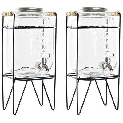 Set van 2x stuks glazen drank dispensers 4 liter met schroefdop en standaard
