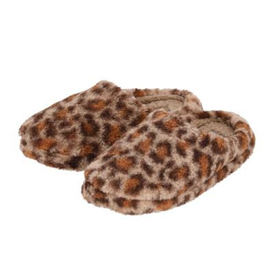 Apollo Instap sloffen - maat 37/38 - bruin - luipaard print - pantoffels - antislip zool