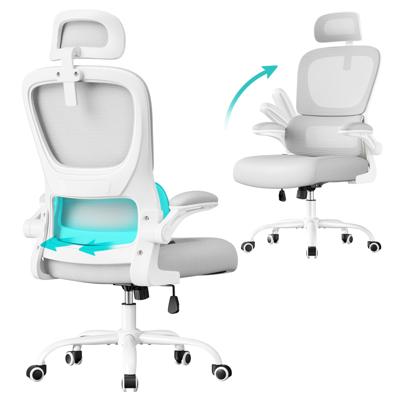 Ergonomische bureaustoel met verstelbare lendensteun en hoofdsteun, Duifgrijs