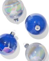 HEMA Kerstballen Set 8.5cm Glans Zilver-blauw - 4 Stuks