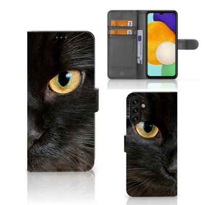Samsung Galaxy A04s | Samsung Galaxy A13 5G | Telefoonhoesje | Met pasjeshouder | Zwarte Kat