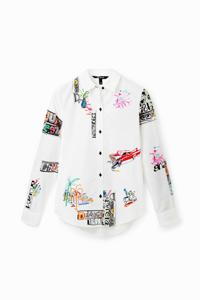 Shirt met lange mouwen en illustraties - WHITE - XL