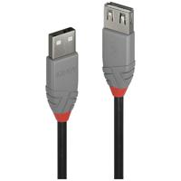 LINDY USB-kabel USB 2.0 USB-A stekker, USB-A bus 2.00 m Zwart, Grijs 36703 - thumbnail