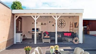Lugarde VB02 Veranda 600x300 cm 44 mm vurenhout blank- Plat dak- Onbehandeld vurenhout- Lugarde