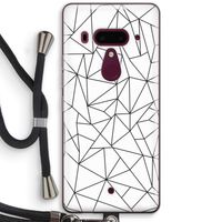 Geometrische lijnen zwart: HTC U12+ Transparant Hoesje met koord