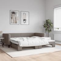 Slaapbank met onderschuifbed 100x200 cm stof taupe