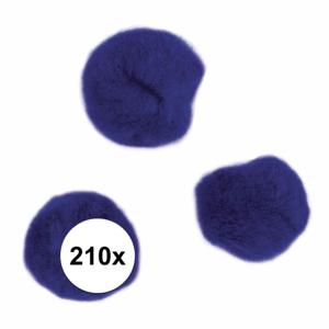 Knutselen pompons - 210x stuks - Dia 7 mm - blauw - kleine vormen