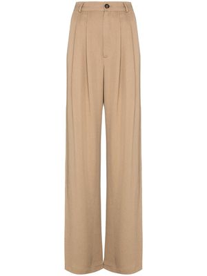 Reformation pantalon ample Mason à taille haute - Marron