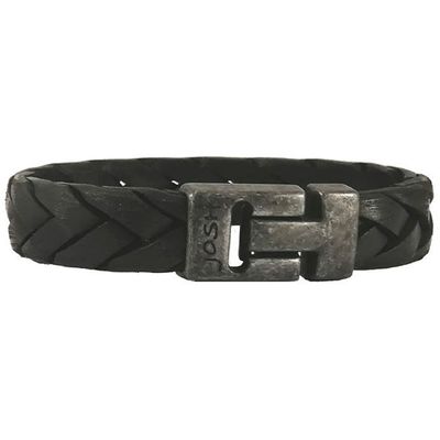 JOSH 24903-BRA-VB-BL Armband leder zwart-vintage zwart 15 mm 23 cm