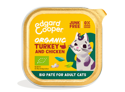 Edgard & Cooper biologisch kalkoen en kip paté nat kat kuipjes 16 x 85gr
