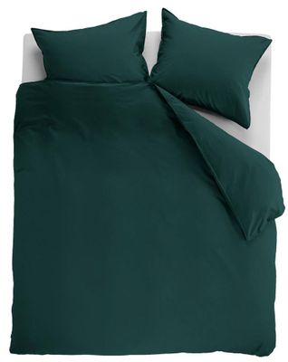 Ambiante Dekbedovertrek Uni Cotton Dark Green-Lits-jumeaux (260 x 200/220 cm)