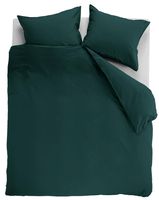 Ambiante Dekbedovertrek Uni Cotton Dark Green-Lits-jumeaux (240 x 200/220 cm)