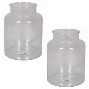 Set van 4x stuks glazen melkbus vaas/vazen 8 liter smalle hals 19 x 25 cm