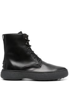 Tod's bottines en cuir Montone à lacets - Noir