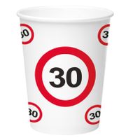 8x stuks drinkbekers van papier in 30 jaar verjaardag thema 350 ml - thumbnail