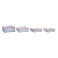 Mandenset DKD Home Decor Polyester 8,5 cm 26 x 26 x 9 cm Natuurlijke Vezel Boho Mediterrane (4 Onderdelen)