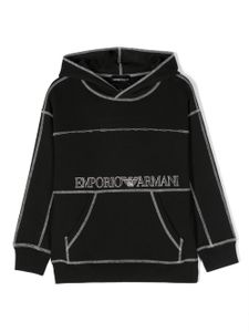 Emporio Armani Kids hoodie en coton à logo imprimé - Noir