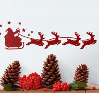 Kerststickers Zwart-witte kerstman slee