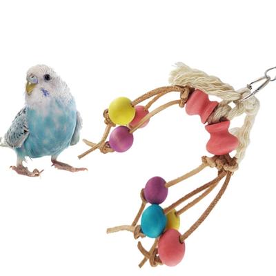 Creatief leer touw houten kraal papegaai vogel bijten speelgoed