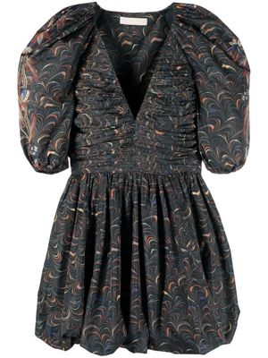 Ulla Johnson robe froncée à manches bouffantes - Vert