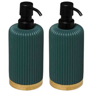 2x Stuks Zeeppompjes/zeepdispensers van kunststeen - groen - 270 ml - Zeeppompjes