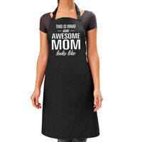 Awesome mom cadeau bbq/keuken schort zwart dames - thumbnail