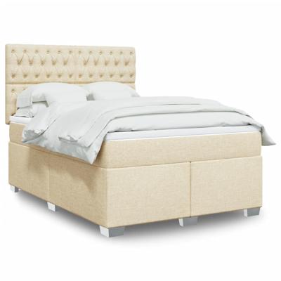 Boxspring met matras stof crèmekleurig 140x190 cm