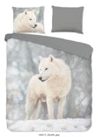 Good Morning Dekbedovertrek "poolwolf in de sneeuw" - Grijs - (240x200/220 cm) - Katoen Flanel