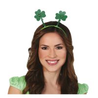 St. Patricks day verkleed diadeem/haarband - klavers groen - voor volwassenen - thumbnail