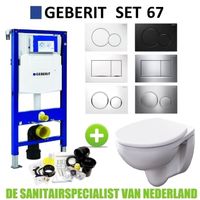 Geberit Up320 Toiletset 67 Econ Rimfree Met Zitting En Sigma Drukplaat - Sigma 01 - Wit - 115770115