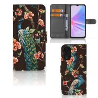 OPPO A78 5G | A58 5G | Telefoonhoesje | Met pasjeshouder | Pauw met Bloemen