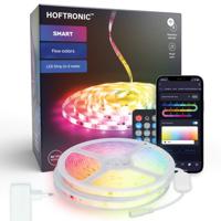 Smart LED Strip 10m (2x5m) - IP65 waterdicht - RGB Flow Color - WiFi + Bluetooth - 12V - 16,5 miljoen kleuren met 240 LEDs - Music Sync - Met afstandsbediening - Zelfklevend - Voor Google Home, Amazon Alexa en Siri